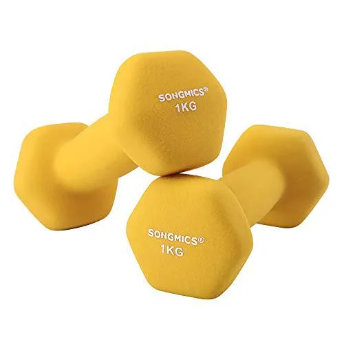 Set od 2 bučice, 2 x 1 kg, neklizajući neoprenski ručni bučici, žute boje