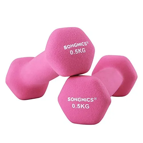 Set od 2 kom bučica , 2 x 0,5 kg, s protukliznom oblogom, ružičaste boje