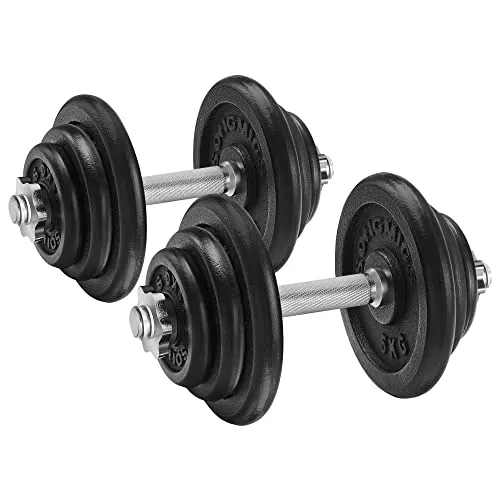 Set od 2 komada lijevanih utega, 2 x 20 kg, crne boje
