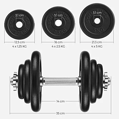 Set od 2 komada lijevanih utega, 2 x 20 kg, crne boje
