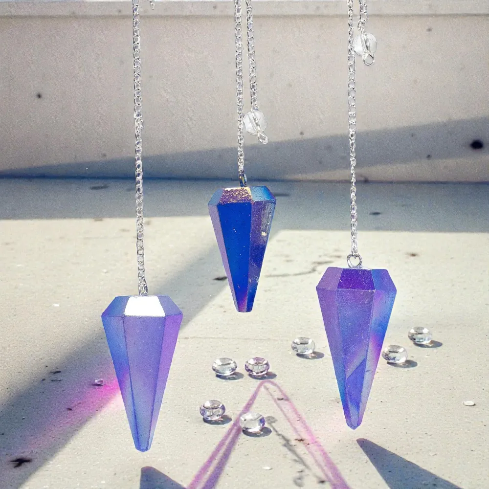 Šesterokutni klatno – Aurora kristal plavi – 4 cm
