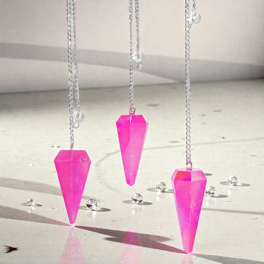 Šesterokutni klatno – Aurora kristal ružičasti – 4 cm