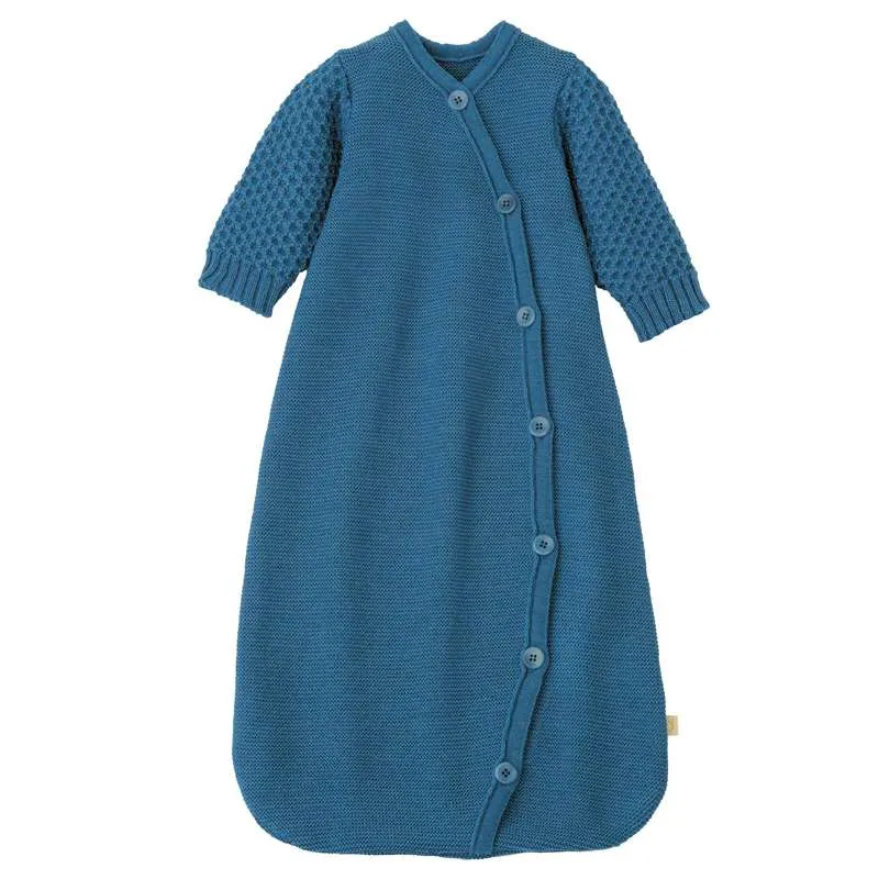 Disana Pletena vreć za spavanje - Dugi rukavi - Merino vuna - 75 cm. - Siva plava