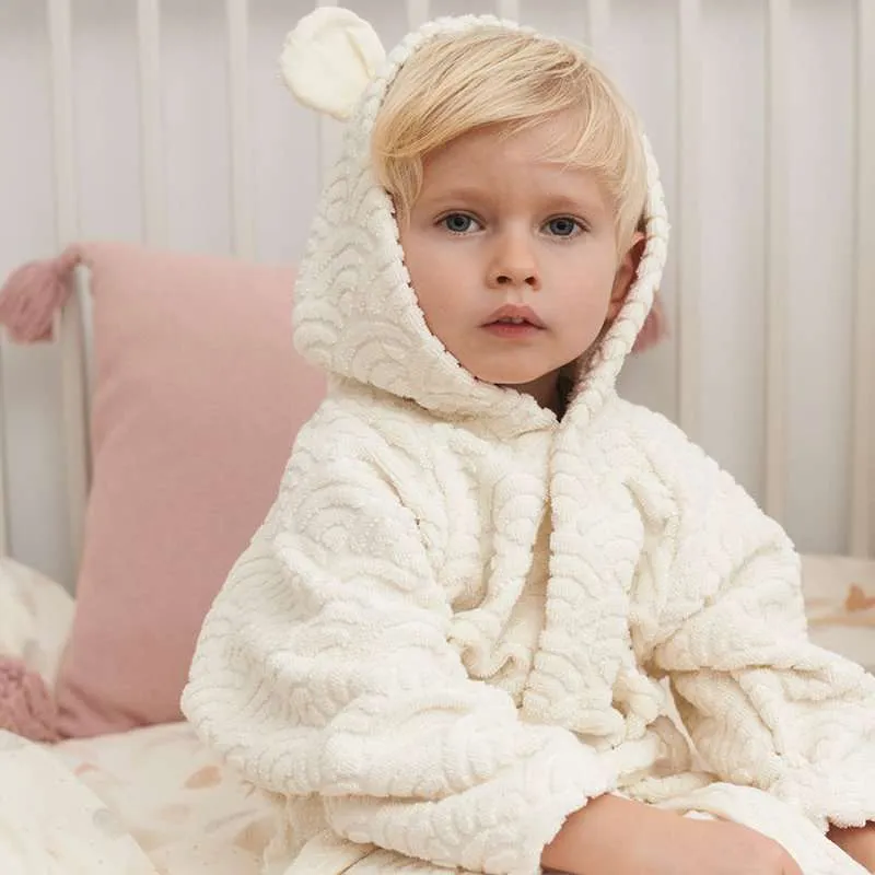 Cam Cam Copenhagen Kupaći plašt s kapuljačom i ušima - 1-2 godine - GOTS - Off White